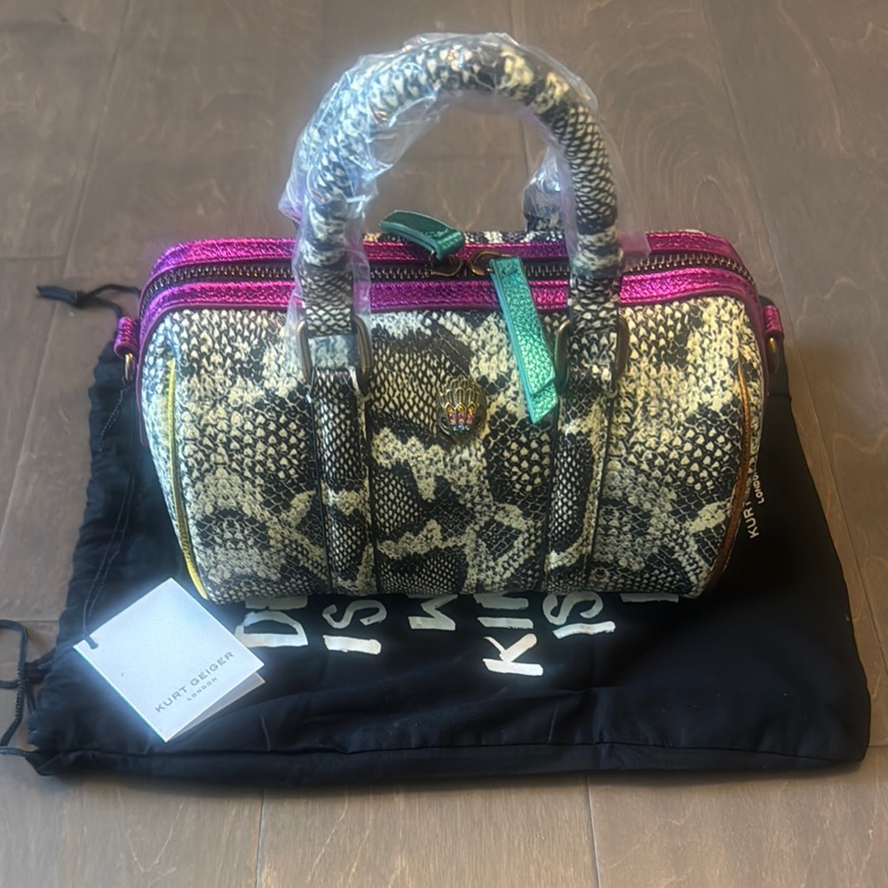 Kurt Geiger Pink and Green Satchel Bag